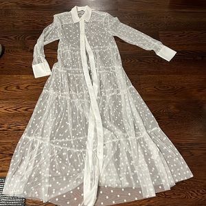 Zara White Sheer Polka Dot Swim Coverup